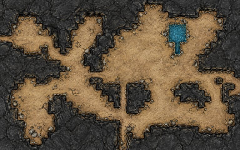 Uma caverna escura com agua
